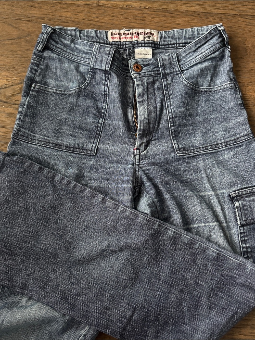 vintage parasuco washed blue cargo jeans